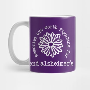 Alzheimers Awareness Memories are Worth Fighting For Purple Flower End ALz Mug